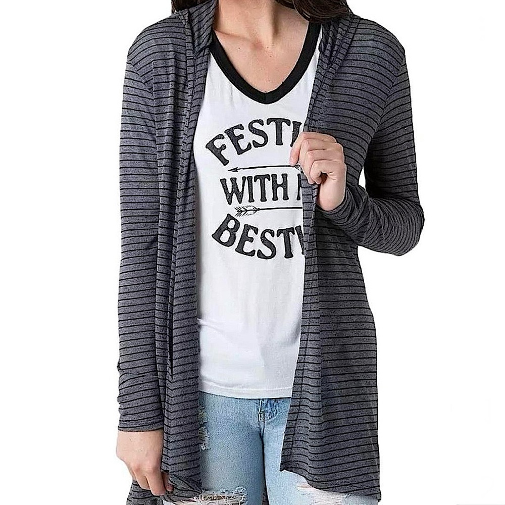 H.IP. Striped Hooded Cardigan, S